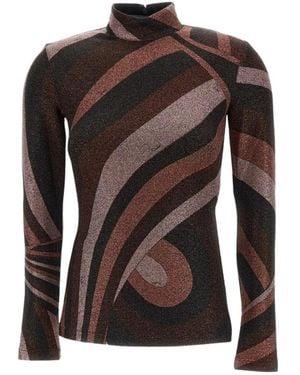 PUCCI Bedruckter Rollkragenpullover - Braun