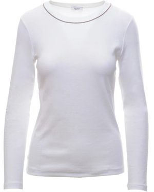 Peserico Crewneck T-Shirt Met Kettingdetails - Blauw