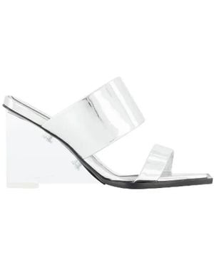 McQueen Metallic Platform Heeled Mules - White