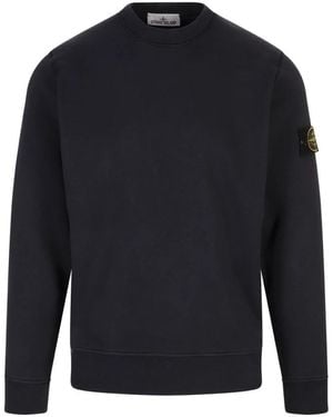 Stone Island Blaues Baumwollfleece-Sweatshirt