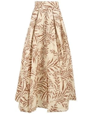 Akep Geplooide Maxi Rok - Naturel