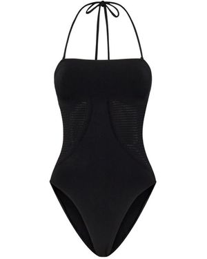 Wolford Badmode ,Zwart ,Wol Net Ribs Swim Bodysuit