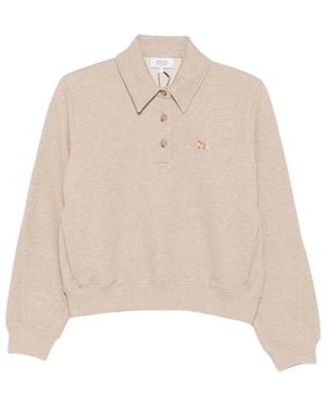 Maison Kitsuné Hoodies & Sweatvesten ,Katoen Fox Head Regular Polo - Naturel