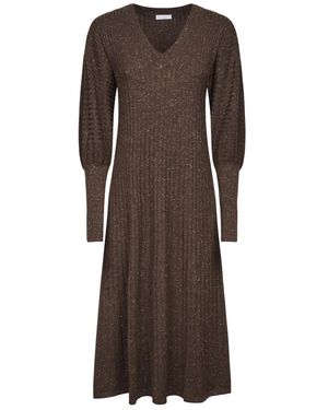Brunello Cucinelli Kleedjes ,Bruin ,Abito Scollo V/L