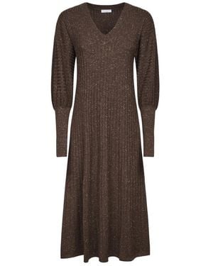 Brunello Cucinelli Kleedjes ,Bruin ,Abito Scollo V/L