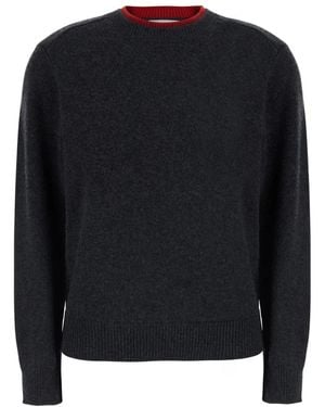 Loulou de Saison Otis Trui Met Contrasterende Kraag - Zwart