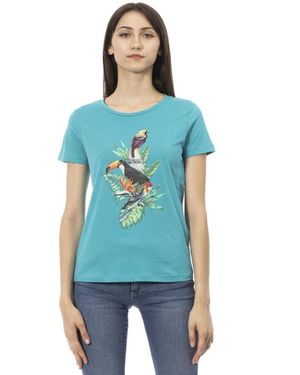 Trussardi T-shirt casual con manica corta e stampa frontale - Blu