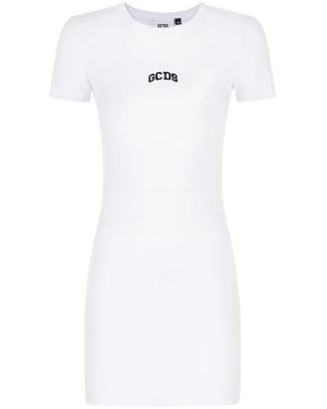 Gcds Ribbed Logo Lounge Mini Jurk - Wit