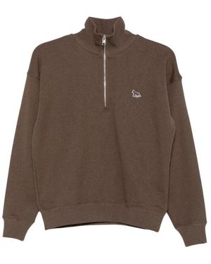 Maison Kitsuné Hoodies & Sweatvesten ,Bruin ,Katoen Baby Fox Halve Rits Trui