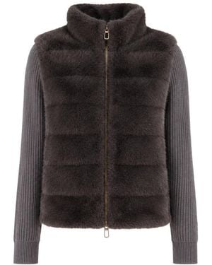 DUNO Gesteppte Kunstpelzjacke - Schwarz