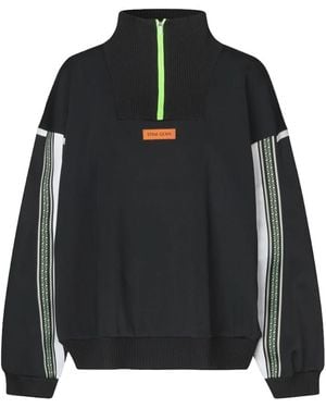 Stine Goya Neopren-Ripp-Bluse Mit Viertelreißverschluss - Schwarz