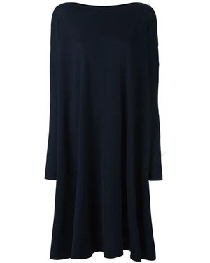 Daniela Gregis Kleedjes ,Blauw ,Wol Boat Neck Ruched Dress