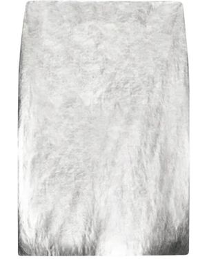 MSGM Rokken ,Grijs ,Leer Metallic Faux Leather Midi Rok - Wit