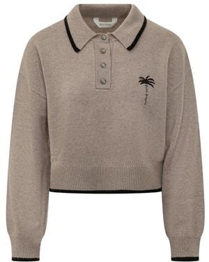 Palm Angels Poloshirt Met Lange Mouwen - Grijs