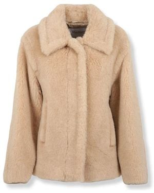 Max Mara Cropped Teddy Coat - Naturel
