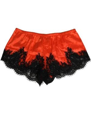 Dolce & Gabbana Rode Zijden Kant Nachtkleding Shorts - Rood