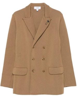 Lardini Double-Breasted Blazer Van Scheerwol - Naturel