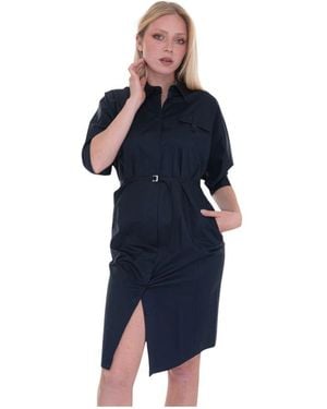 BOSS Kleid Mit Fallendem Ärmel Und Knöpfen - Blau