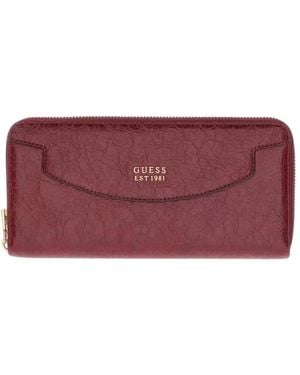 Guess Antonia Slg Zip Around Portemonnee - Rood