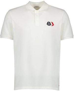 Moncler Tops ,Wit ,Katoen Logo Patch Katoenen Piqué Polo