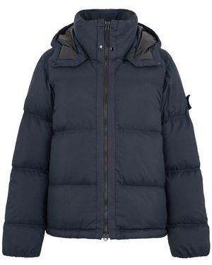Stone Island Jassen ,Blauw ,Leer Matt Ripstop Cordura Advanced Down Jacket