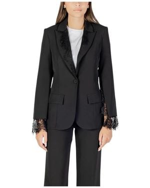 Rinascimento Zwarte V-Hals Blazer Met Lange Mouwen