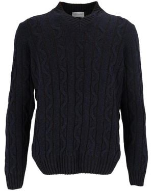 SETTEFILI CASHMERE Scollo V Treccia Vanis 3 Fili-Knit - Blauw