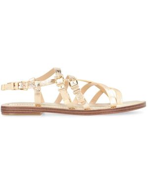 Michael Kors Metallische Ledersandalen Mit Goldschnallen - Mettallic