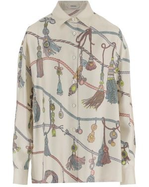 Versace Zijden Blouse Met All-Over Print - Grijs