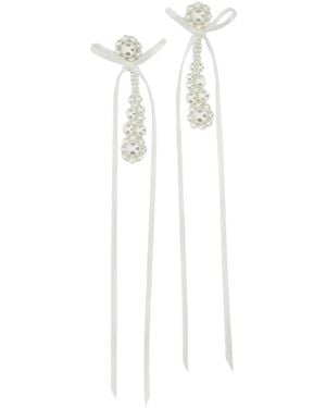 Simone Rocha Oorhangers Met Striklint - Wit