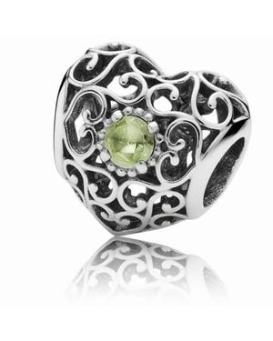 PANDORA August Silber Herz Charm Mit Peridot - Weiß