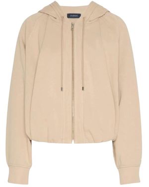 Sportmax Hoodies & Sweatvesten ,Zip-Through Hoodie - Naturel