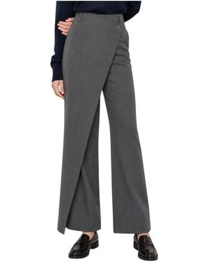 Kocca Broeken ,Grijs ,Asymmetrische Wijde Broek Met Hoge Taille