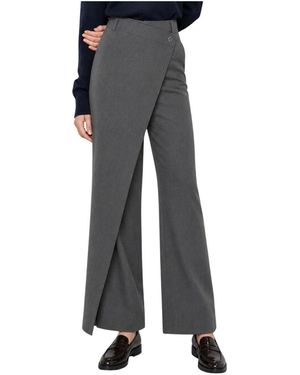 Kocca Broeken ,Grijs ,Asymmetrische Wijde Broek Met Hoge Taille