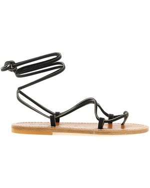 K. Jacques Schoenen ,Zwart ,Leer Bikini Wrap Sandal - Metallic