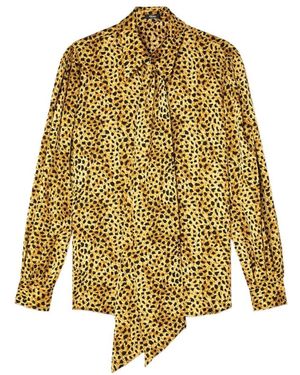 Versace Overhemden ,Veelkleurig ,Cheetah Allover Silk Shirt - Geel