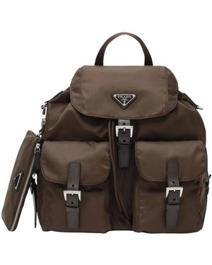 Prada Tassen ,Bruin ,Nylon Re-Nylon Medium Rugzak