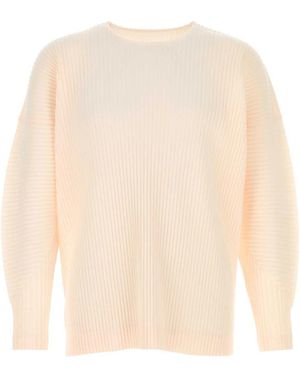 Issey Miyake Truien & Vesten ,Roze ,Round-Neck Truien - Wit