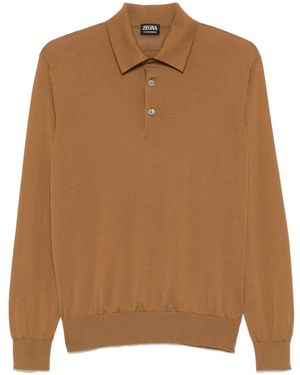 ZEGNA Wollstrick Poloshirt - Braun