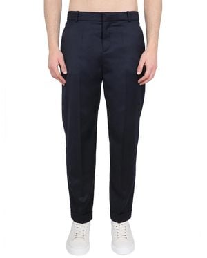 Balmain Linen Canvas Cropped Trousers - Blue