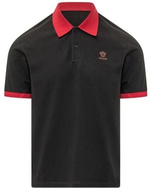 Versace Tops ,Zwart ,Poloshirt Met Korte Mouwen