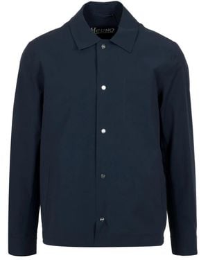 Herno Overhemden ,Blauw ,Blauwe Blouse Met Knoopsluiting