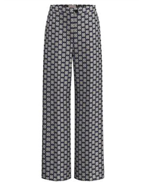 Marella Broeken ,Blauw ,Polyester Gedrukte Twill Broek - Grijs