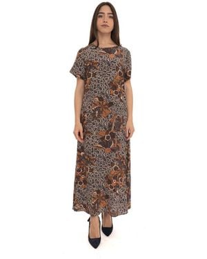 Weekend by Maxmara Kleedjes ,Veelkleurig ,Short Sleeve Maxi Dress - Bruin