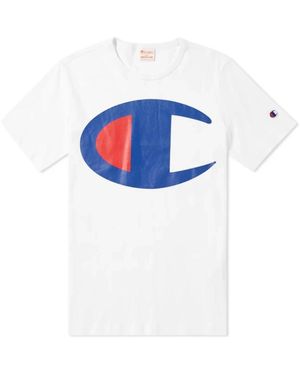 Champion Tops ,Wit ,Klassiek Logo T-Shirt - Blauw