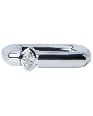 Tom Wood Accessoires ,Grijs ,Frame Ring Slim Diamond - Wit