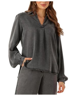 Simplee Overhemden ,Zwart ,Wol Wv-Tencel-Twill-25-3 Blouse