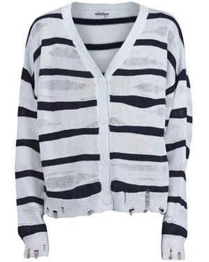 Ottod'Ame Truien & Vesten ,Veelkleurig ,Katoen Distressed Gestreept Vest - Blauw
