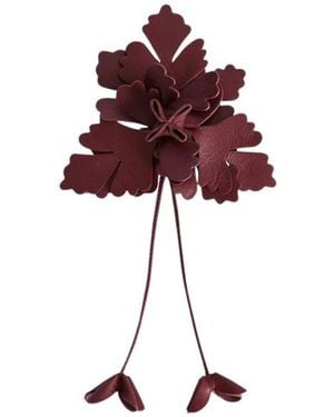 Alberta Ferretti Accessoires ,Rood ,Leer Leren Bloem Broche