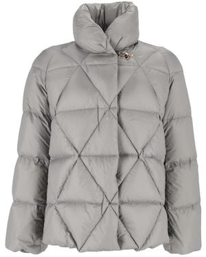 Fay Daunen Cape Raglan Argyle + Gancio - Grau